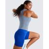 imageCRZ YOGA Seamless Womens Breathable Workout Tank Tops Racerback High Neck Sleeveless Running Athletic ShirtsOasis Blue Heather
