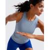 imageCRZ YOGA Seamless Womens Breathable Workout Tank Tops Racerback High Neck Sleeveless Running Athletic ShirtsOasis Blue Heather