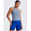 imageCRZ YOGA Seamless Womens Breathable Workout Tank Tops Racerback High Neck Sleeveless Running Athletic ShirtsOasis Blue Heather