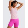 imageCRZ YOGA Seamless Womens Breathable Workout Tank Tops Racerback High Neck Sleeveless Running Athletic ShirtsStrawberry Pink