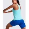 imageCRZ YOGA Seamless Womens Breathable Workout Tank Tops Racerback High Neck Sleeveless Running Athletic ShirtsTurquoise