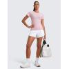 imageCRZ YOGA Seamless Workout Tops for Women Short Sleeve Athletic Tees Breathable Gym Running Yoga ShirtsStrawberry Pink