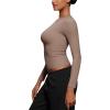 imageCRZ YOGA Softembrace Long Sleeve Shirts for Women Soft Crew Neck Fall Basic Tight Tops Fitted Casual Going Out TShirtsBrown Purple