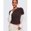 imageCRZ YOGA Softembrace Long Sleeve Shirts for Women Soft Crew Neck Fall Basic Tight Tops Fitted Casual Going Out TShirtsHot Fudge Brown