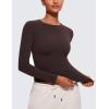 imageCRZ YOGA Softembrace Long Sleeve Shirts for Women Soft Crew Neck Fall Basic Tight Tops Fitted Casual Going Out TShirtsHot Fudge Brown