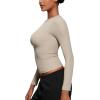 imageCRZ YOGA Softembrace Long Sleeve Shirts for Women Soft Crew Neck Fall Basic Tight Tops Fitted Casual Going Out TShirtsMojave Tan
