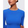 imageCRZ YOGA Softembrace Long Sleeve Shirts for Women Soft Crew Neck Fall Basic Tight Tops Fitted Casual Going Out TShirtsSparkle Blue