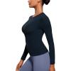imageCRZ YOGA Softembrace Long Sleeve Shirts for Women Soft Crew Neck Fall Basic Tight Tops Fitted Casual Going Out TShirtsTrue Navy