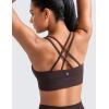 imageCRZ YOGA Softness Mold Womens Butterluxe Strappy Longline Sports Bra  Double Spaghetti Strap Workout Yoga Crop Top AthleticHot Fudge Brown