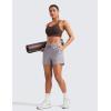 imageCRZ YOGA Softness Mold Womens Butterluxe Strappy Longline Sports Bra  Double Spaghetti Strap Workout Yoga Crop Top AthleticHot Fudge Brown