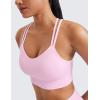 imageCRZ YOGA Softness Mold Womens Butterluxe Strappy Longline Sports Bra  Double Spaghetti Strap Workout Yoga Crop Top AthleticVita Pink