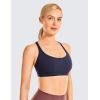 imageCRZ YOGA Strappy Sports Bras for Women  Criss Cross Back Wireless Padded Yoga Workout Cami TopNavy