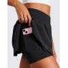 imageCRZ YOGA Tennis Skirts for Women Crossover High Waisted Ruffle Layered Workout Athletic Golf Skort with PocketsBlack