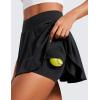 imageCRZ YOGA Tennis Skirts for Women Crossover High Waisted Ruffle Layered Workout Athletic Golf Skort with PocketsBlack