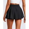 imageCRZ YOGA Tennis Skirts for Women Crossover High Waisted Ruffle Layered Workout Athletic Golf Skort with PocketsBlack
