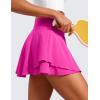 imageCRZ YOGA Tennis Skirts for Women Crossover High Waisted Ruffle Layered Workout Athletic Golf Skort with PocketsHibiscus Purple