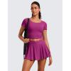 imageCRZ YOGA Tennis Skirts for Women Crossover High Waisted Ruffle Layered Workout Athletic Golf Skort with PocketsMagenta Purple