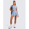 imageCRZ YOGA Tennis Skirts for Women Crossover High Waisted Ruffle Layered Workout Athletic Golf Skort with PocketsThe Breeze Blue