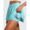 imageCRZ YOGA Tennis Skirts for Women Crossover High Waisted Ruffle Layered Workout Athletic Golf Skort with PocketsTurquoise
