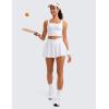 imageCRZ YOGA Tennis Skirts for Women Crossover High Waisted Ruffle Layered Workout Athletic Golf Skort with PocketsWhite