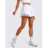imageCRZ YOGA Tennis Skirts for Women Crossover High Waisted Ruffle Layered Workout Athletic Golf Skort with PocketsWhite