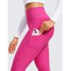 imageCRZ YOGA Thermal Fleece Lined Leggings Women 28  Winter Warm High Waisted Hiking Pants with Pockets Workout Running TightsHibiscus Purple
