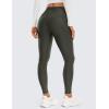 imageCRZ YOGA Thermal Fleece Lined Leggings Women 28  Winter Warm High Waisted Hiking Pants with Pockets Workout Running TightsOlive Green