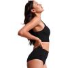 imageCRZ YOGA Womens Bikini Top Cropped V Neck Adjustable Spaghetti Straps Swimsuit Padded Athletic Bathing SuitBlack