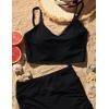 imageCRZ YOGA Womens Bikini Top Cropped V Neck Adjustable Spaghetti Straps Swimsuit Padded Athletic Bathing SuitBlack