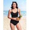 imageCRZ YOGA Womens Bikini Top Cropped V Neck Adjustable Spaghetti Straps Swimsuit Padded Athletic Bathing SuitBlack