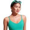 imageCRZ YOGA Womens Bikini Top Cropped V Neck Adjustable Spaghetti Straps Swimsuit Padded Athletic Bathing SuitBlarney Green