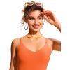 imageCRZ YOGA Womens Bikini Top Cropped V Neck Adjustable Spaghetti Straps Swimsuit Padded Athletic Bathing SuitCoral