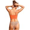 imageCRZ YOGA Womens Bikini Top Cropped V Neck Adjustable Spaghetti Straps Swimsuit Padded Athletic Bathing SuitCoral