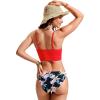 imageCRZ YOGA Womens Bikini Top Cropped V Neck Adjustable Spaghetti Straps Swimsuit Padded Athletic Bathing SuitDark Red