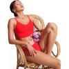 imageCRZ YOGA Womens Bikini Top Cropped V Neck Adjustable Spaghetti Straps Swimsuit Padded Athletic Bathing SuitDeep Red