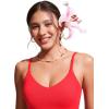 imageCRZ YOGA Womens Bikini Top Cropped V Neck Adjustable Spaghetti Straps Swimsuit Padded Athletic Bathing SuitDeep Red