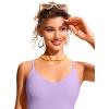 imageCRZ YOGA Womens Bikini Top Cropped V Neck Adjustable Spaghetti Straps Swimsuit Padded Athletic Bathing SuitElfin Purple
