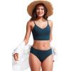 imageCRZ YOGA Womens Bikini Top Cropped V Neck Adjustable Spaghetti Straps Swimsuit Padded Athletic Bathing SuitInsignia Blue