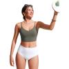 imageCRZ YOGA Womens Bikini Top Cropped V Neck Adjustable Spaghetti Straps Swimsuit Padded Athletic Bathing SuitLight Army Green