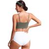 imageCRZ YOGA Womens Bikini Top Cropped V Neck Adjustable Spaghetti Straps Swimsuit Padded Athletic Bathing SuitLight Army Green