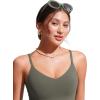 imageCRZ YOGA Womens Bikini Top Cropped V Neck Adjustable Spaghetti Straps Swimsuit Padded Athletic Bathing SuitLight Army Green
