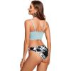 imageCRZ YOGA Womens Bikini Top Cropped V Neck Adjustable Spaghetti Straps Swimsuit Padded Athletic Bathing SuitLight Grayish Blue