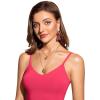 imageCRZ YOGA Womens Bikini Top Cropped V Neck Adjustable Spaghetti Straps Swimsuit Padded Athletic Bathing SuitMagenta