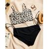 imageCRZ YOGA Womens Bikini Top Cropped V Neck Adjustable Spaghetti Straps Swimsuit Padded Athletic Bathing SuitPrimulin Leopard Print