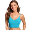 imageCRZ YOGA Womens Bikini Top Cropped V Neck Adjustable Spaghetti Straps Swimsuit Padded Athletic Bathing SuitTurquoise