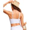 imageCRZ YOGA Womens Bikini Top Cropped V Neck Adjustable Spaghetti Straps Swimsuit Padded Athletic Bathing SuitWhite