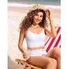 imageCRZ YOGA Womens Bikini Top Cropped V Neck Adjustable Spaghetti Straps Swimsuit Padded Athletic Bathing SuitWhite