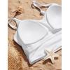 imageCRZ YOGA Womens Bikini Top Cropped V Neck Adjustable Spaghetti Straps Swimsuit Padded Athletic Bathing SuitWhite