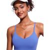 imageCRZ YOGA Womens Bikini Top Cropped V Neck Adjustable Spaghetti Straps Swimsuit Padded Athletic Bathing SuitWild Indigo