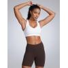 imageCRZ YOGA Womens Butterbreeze Criss Cross Back Sports Bra  V Neck Adjustable Straps Padded Wireless Workout Training Crop TopWhite